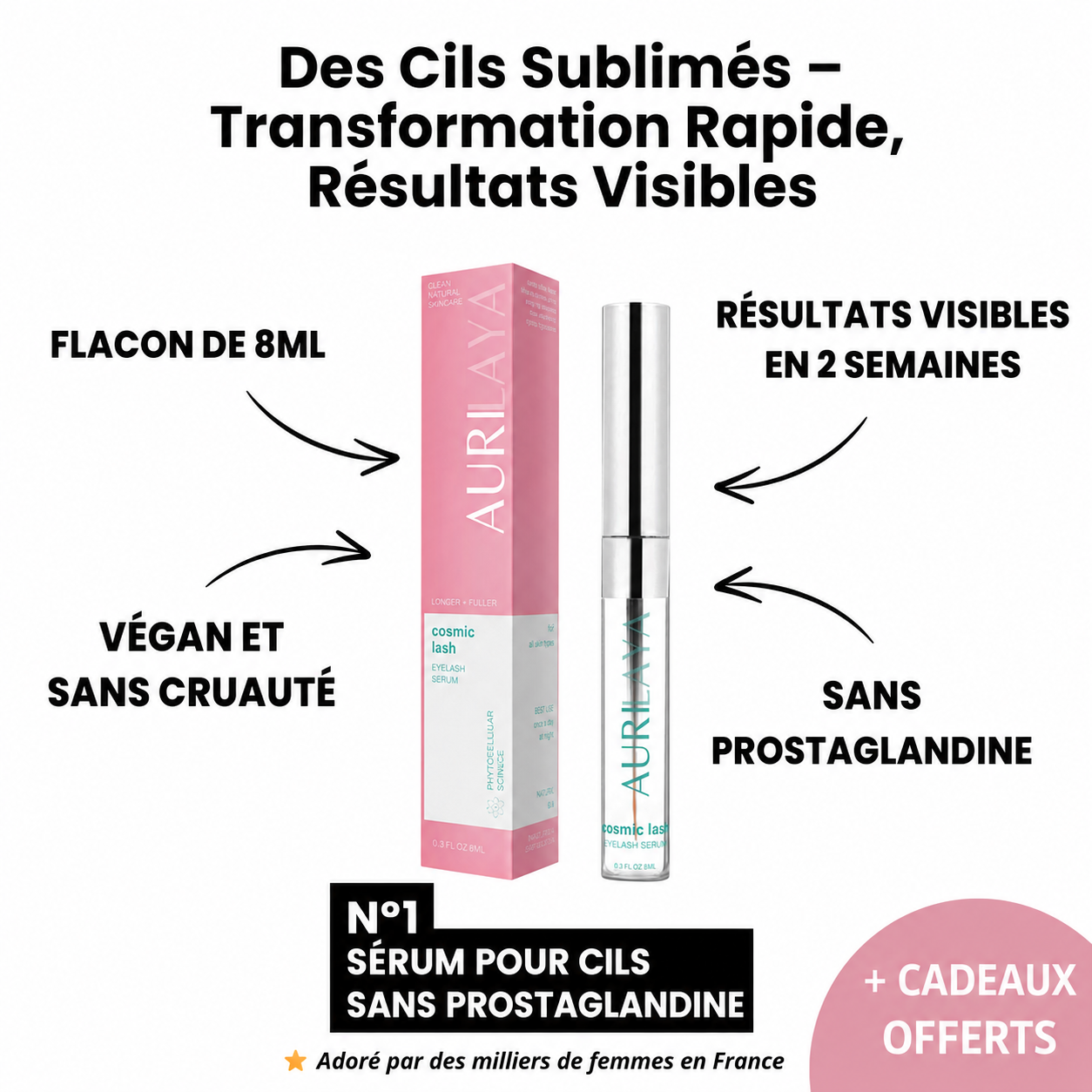Sérum peptide activateur de croissance des cils 8 ml